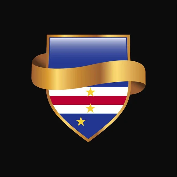 Kap Verdes Flagga Golden Badge Design Vektor — Stock vektor