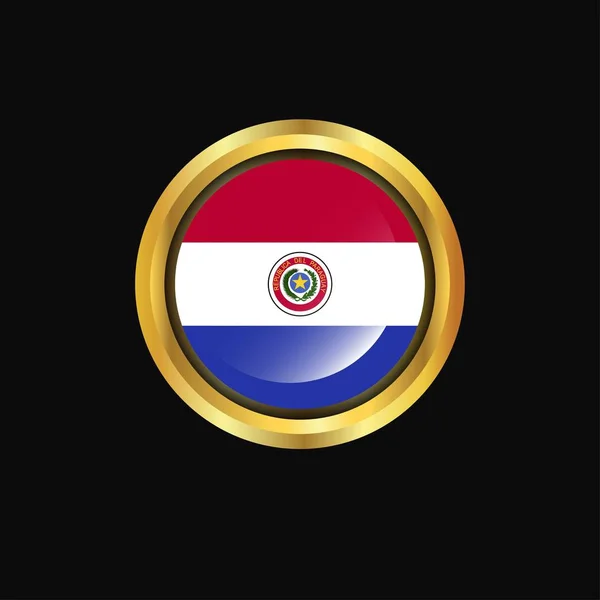 Золотая Кнопка Флага Парагвая — стоковый вектор