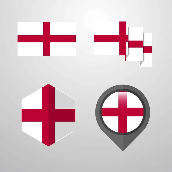 England Flag Design Set Vektor — Stockvektor