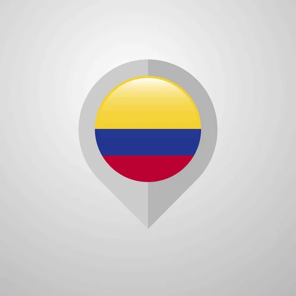 Mapa Ponteiro Navegação Com Vetor Design Bandeira Colômbia —  Vetores de Stock