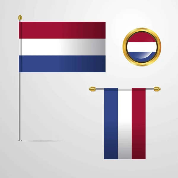 Ilustração Vetor Ícone Bandeira Dos Países Baixos — Vetor de Stock