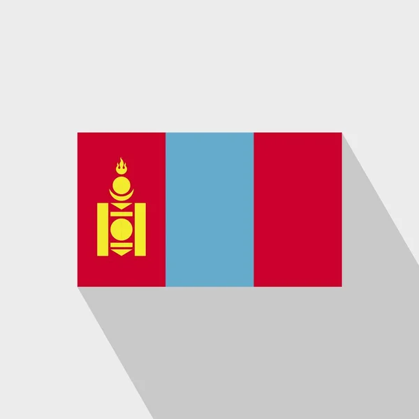 Mongolei Flagge Langer Schatten Design Vektor — Stockvektor
