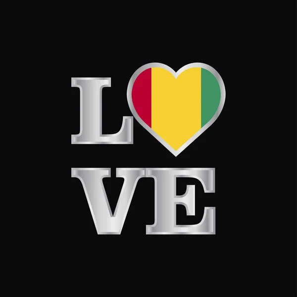 Amore Tipografia Guinea Bandiera Disegno Vettore Bella Lettering — Vettoriale Stock