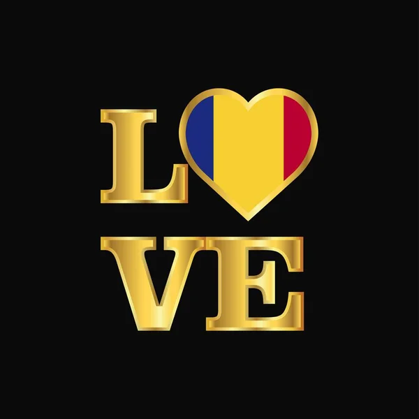 Любовная Типография Румыния Дизайн Флага Вектор Золотой Буквы — стоковый вектор