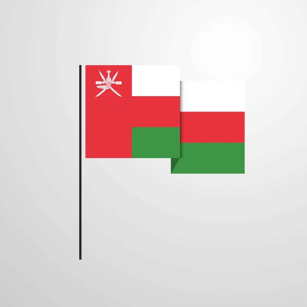 Oman Schwenkt Flagge Design Vektor — Stockvektor
