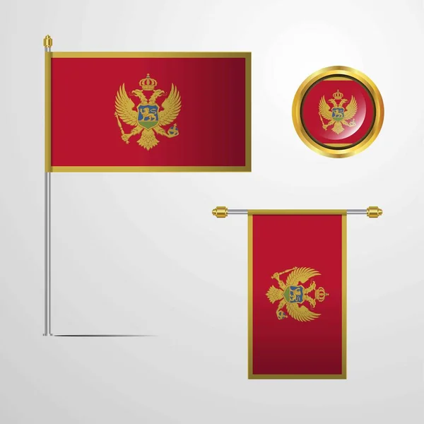 Montenegro Flagge Symbol Vektor Illustration — Stockvektor