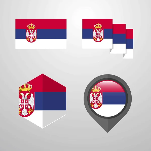 Serbia Flag Design Set Vector — Stock Vector