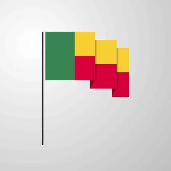 Benin Schwenkt Fahne Kreativen Hintergrund — Stockvektor