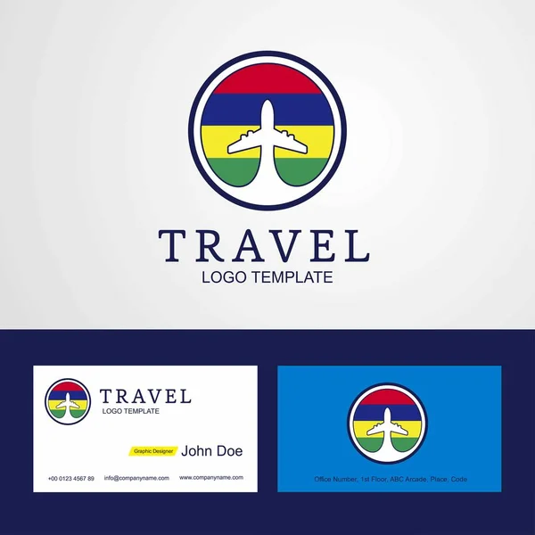Ταξίδια Μαυρίκιος Δημιουργικό Κύκλο Σημαία Σχεδιασμός Λογότυπου Και Επαγγελματική Κάρτα — Διανυσματικό Αρχείο