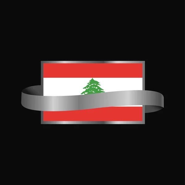 Flaga Libanu Projekt Transparent Wstążka — Wektor stockowy