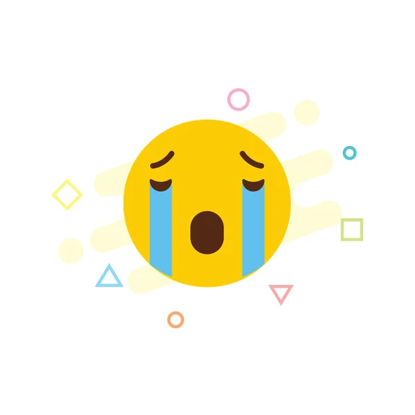Sorgliga Emoji Ikon Design Färgglada Vektorillustration — Stock vektor