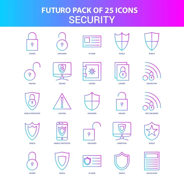 Mavi Pembe Futuro Güvenlik Icon Pack — Stok Vektör