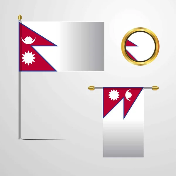 Icono Bandera Nepal Vector Ilustración — Archivo Imágenes Vectoriales