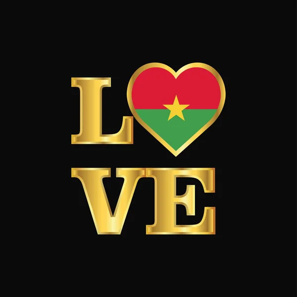 Tipografía Del Amor Burkina Faso Vector Diseño Bandera Letras Oro — Archivo Imágenes Vectoriales