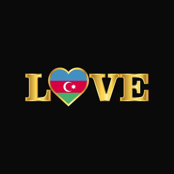 Golden Love Typography Azerbaijan Flag Design Vector — Stock Vector