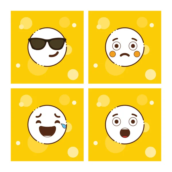 Set Gelber Emojis Designvektoren — Stockvektor
