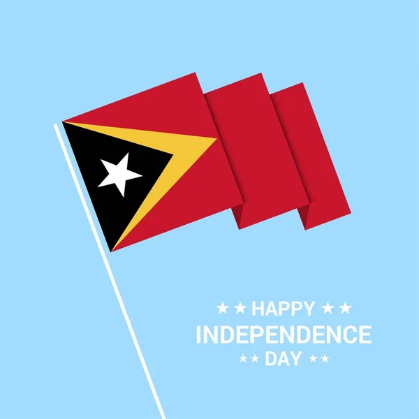 Timor Oriental Día Independencia Diseño Tipográfico Con Vector Bandera — Vector de stock