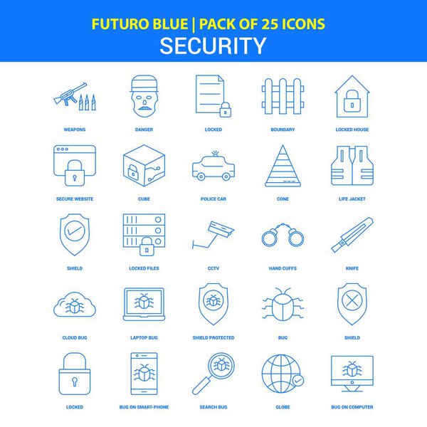 Security Icons - Futuro Blue 25 Icon pack