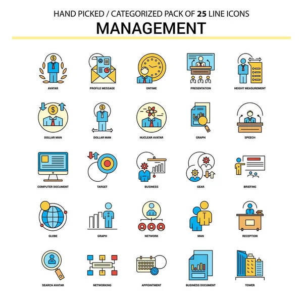 Management Flat Line Icon Set Business Concept Icons Design — Stock Vector