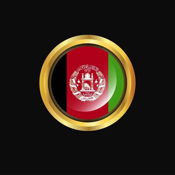 Afghanistan Flag Golden Button — Stock Vector