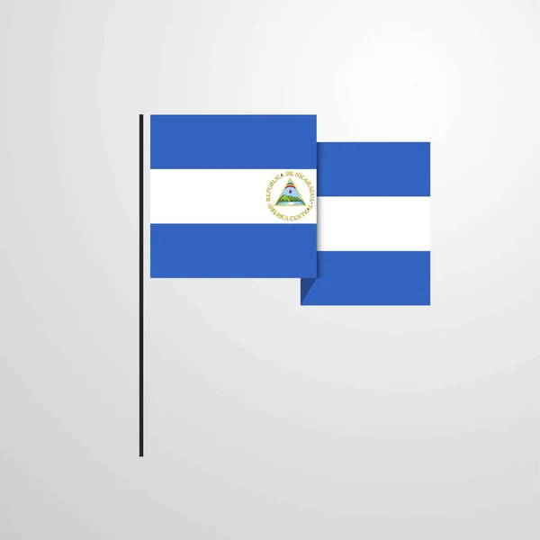 Nicaragua Zwaaien Vlag Ontwerp Vector — Stockvector