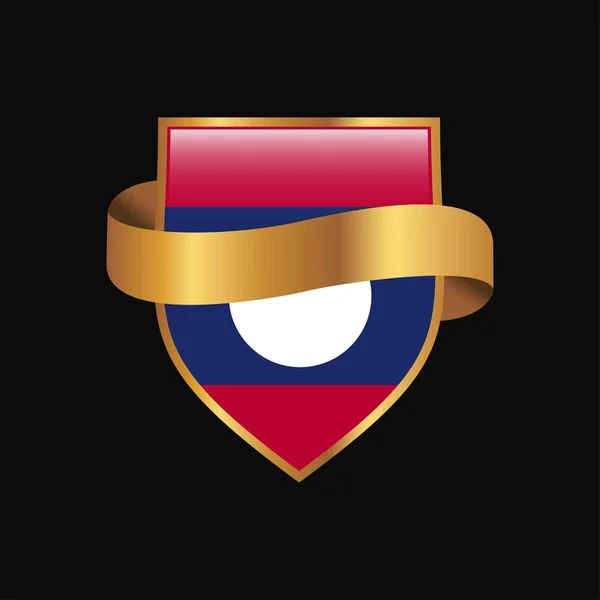 Bandera Laos Golden Badge Design Vector — Archivo Imágenes Vectoriales