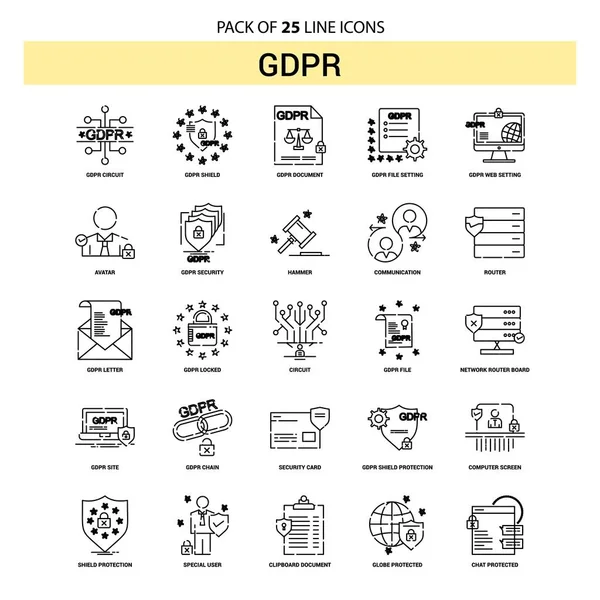 Conjunto Ícones Linha Gdpr Dashed Outline Style — Vetor de Stock