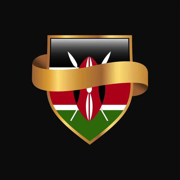 Kenia Flagge Designvektor Für Goldene Abzeichen — Stockvektor