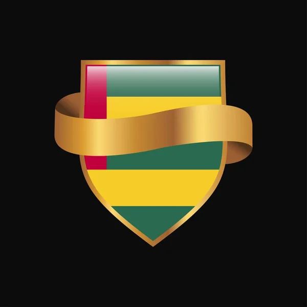 Togo Vlag Gouden Badge Ontwerp Vector — Stockvector