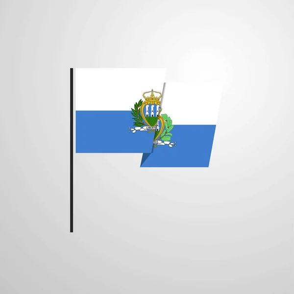 San Marino Ondeando Vector Diseño Bandera — Vector de stock
