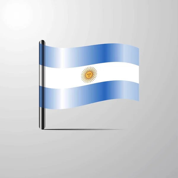 Argentina Ondeando Shiny Flag Vector Diseño — Vector de stock