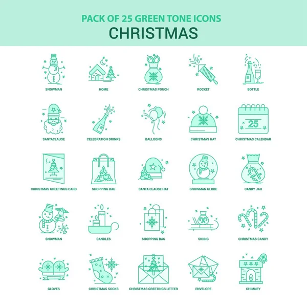 Conjunto Iconos Navidad Verde — Vector de stock