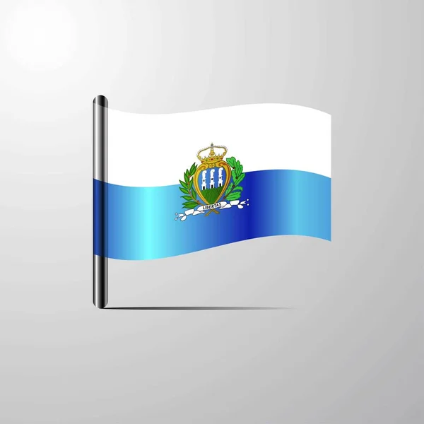 San Marino Ondeando Shiny Flag Vector Diseño — Vector de stock