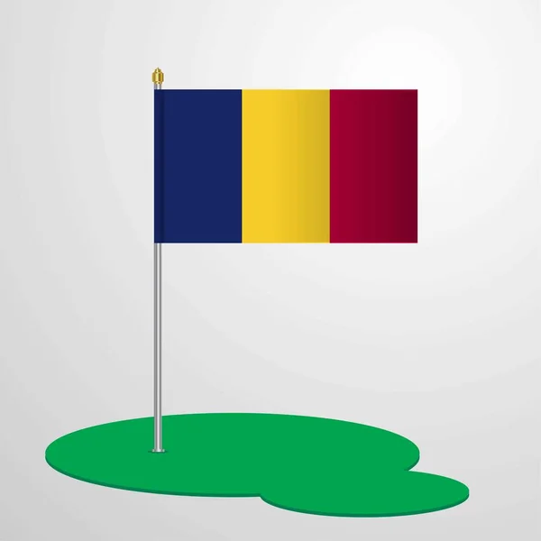 Tsjaad Flag Pole Vectorillustratie — Stockvector