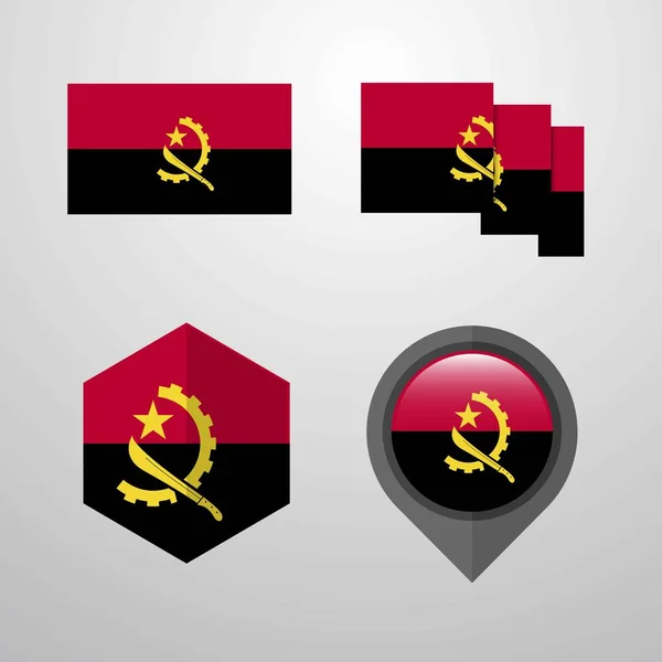 Conjunto Desenho Bandeira Angola Ilustração Vetorial —  Vetores de Stock