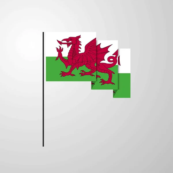 Wales Viftande Flagga Kreativ Bakgrund — Stock vektor