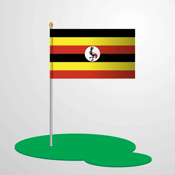 Uganda Flag Pole Vector Illustration — Stock Vector