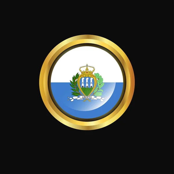 San Marino Bandeira Botão Dourado — Vetor de Stock