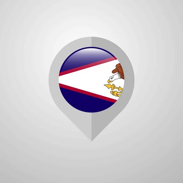 Mapa Puntero Navegación Con Vector Diseño Bandera Samoa Americana — Vector de stock