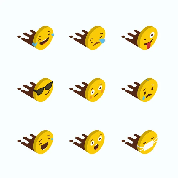 Conjunto Vetor Design Emojis Amarelo —  Vetores de Stock