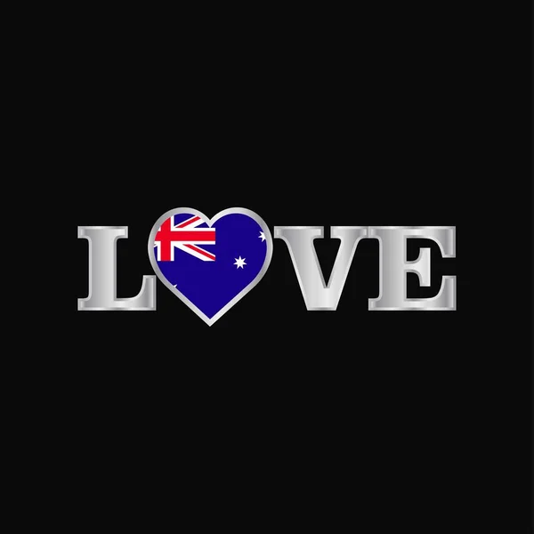 Love Typografie Mit Australischem Flaggenmotiv Vektor — Stockvektor