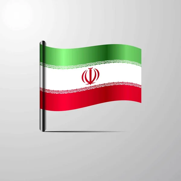 Iran Zwaaien Glanzende Vlag Ontwerp Vector — Stockvector