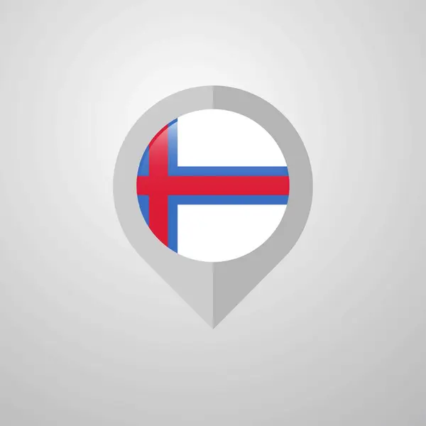 Map Navigation Pointer Faroe Islands Flag Design Vector — Stock Vector