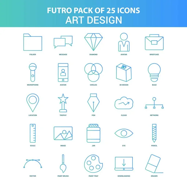 Yeşil Mavi Futuro Sanat Tasarım Icon Pack — Stok Vektör