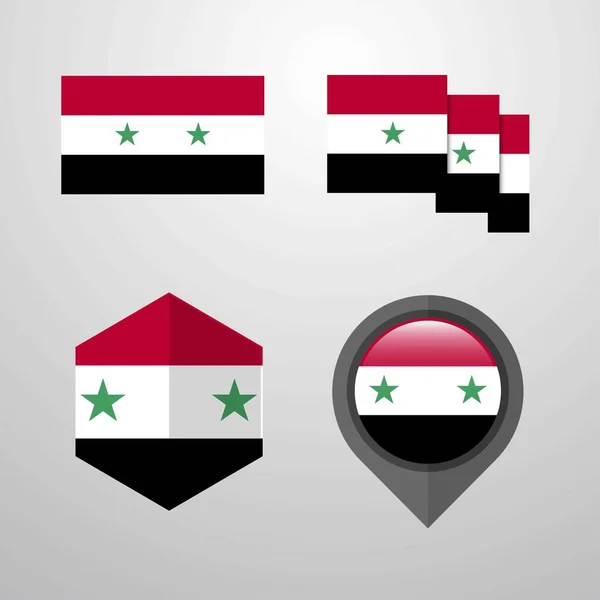 Syrien Flagge Design Set Vektor — Stockvektor