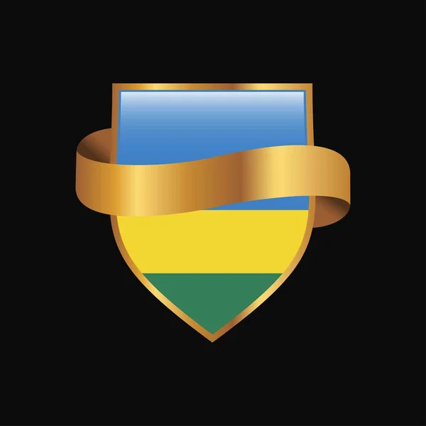 Bandera Ruanda Golden Badge Design Vector — Vector de stock