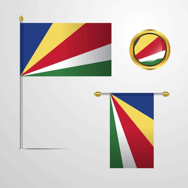 Ilustrasi Vektor Ikon Bendera Seychelles - Stok Vektor