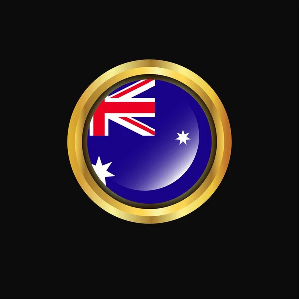 澳大利亚国旗金黄按钮 — 图库矢量图片