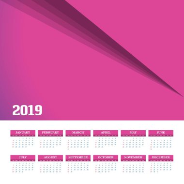 2019 takvim şablonu. Vektör arka plan