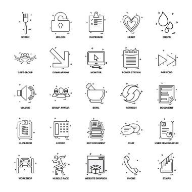 25 iş kavramı Mix satır Icon set
